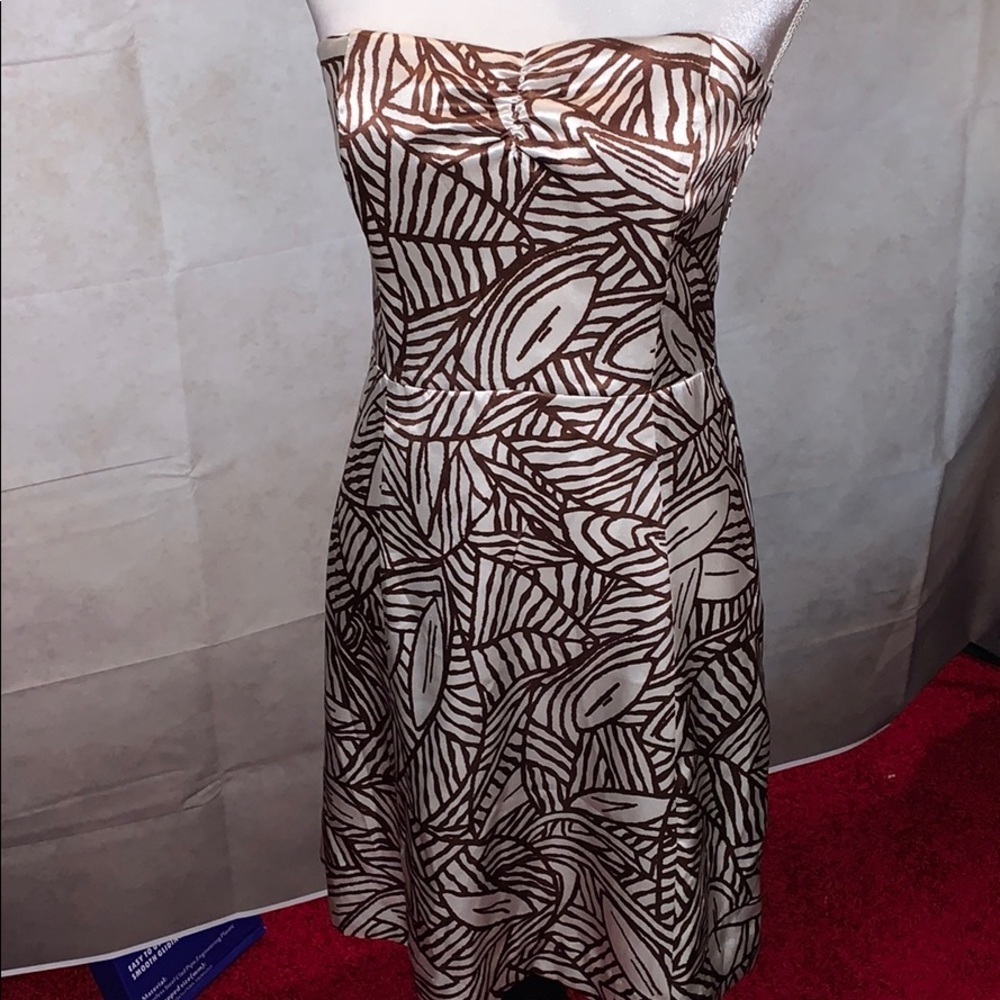 Molly B. Strapless Brown and White Silk Dress